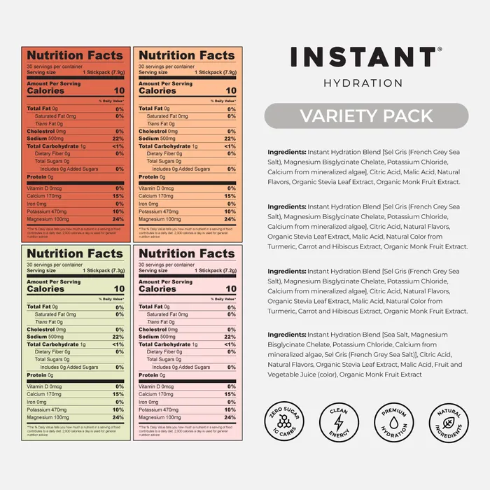 Variety Pack - 12 Sticks, nutrition panel